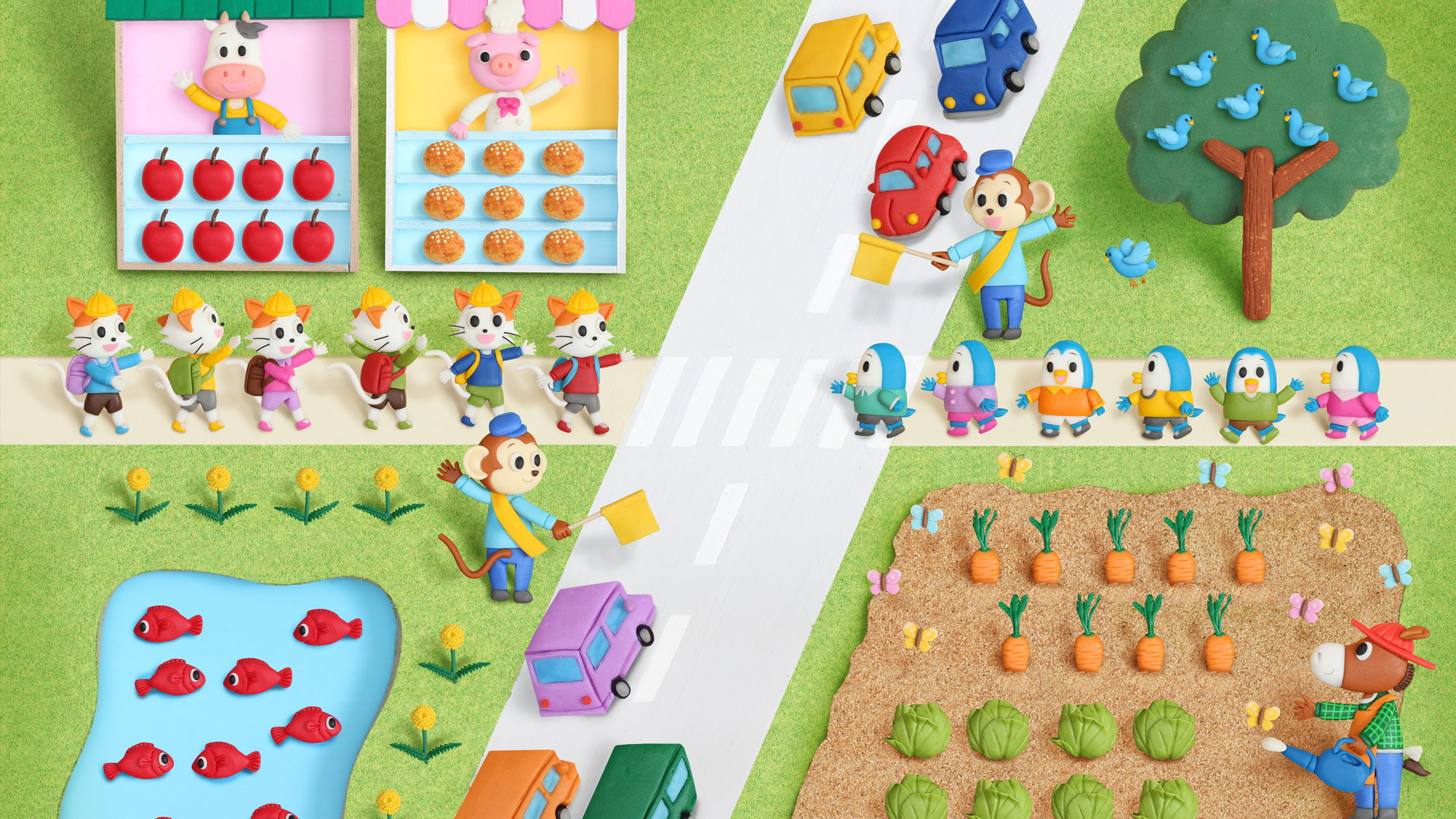 【クレイアート／粘土立体イラスト】<br>大日本図書 小学1年生 さんすう 教科書ビジュアル制作