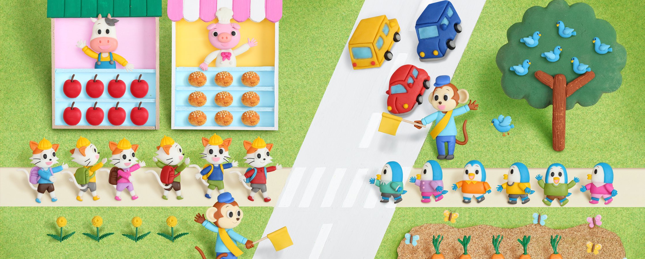 【クレイアート／粘土立体イラスト】<br>大日本図書 小学1年生 さんすう 教科書ビジュアル制作