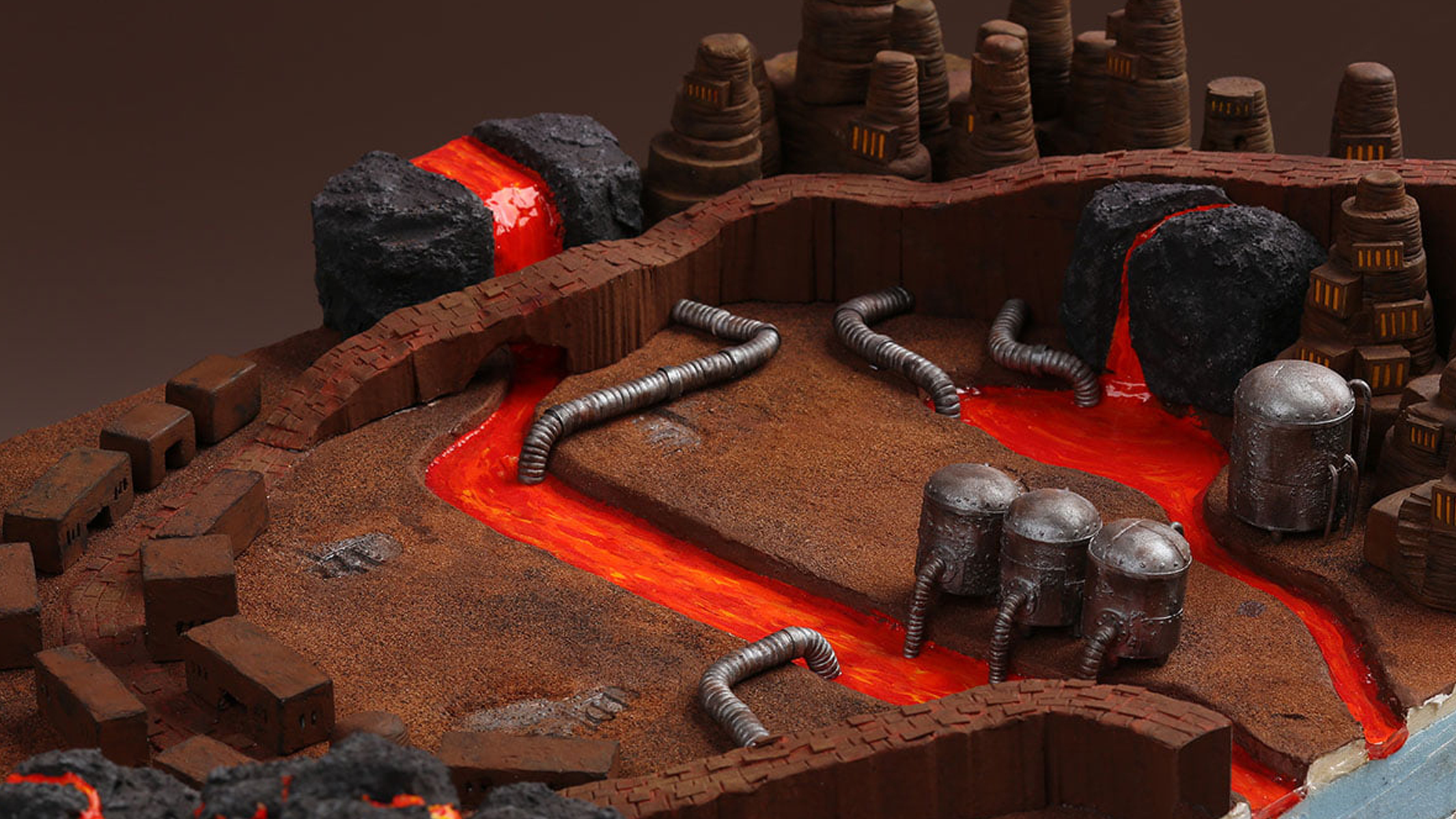 【ジオラマ制作／クレイアート】<br>テラウォーズ 火山地帯ジオラマ｜ゲーム空間美術