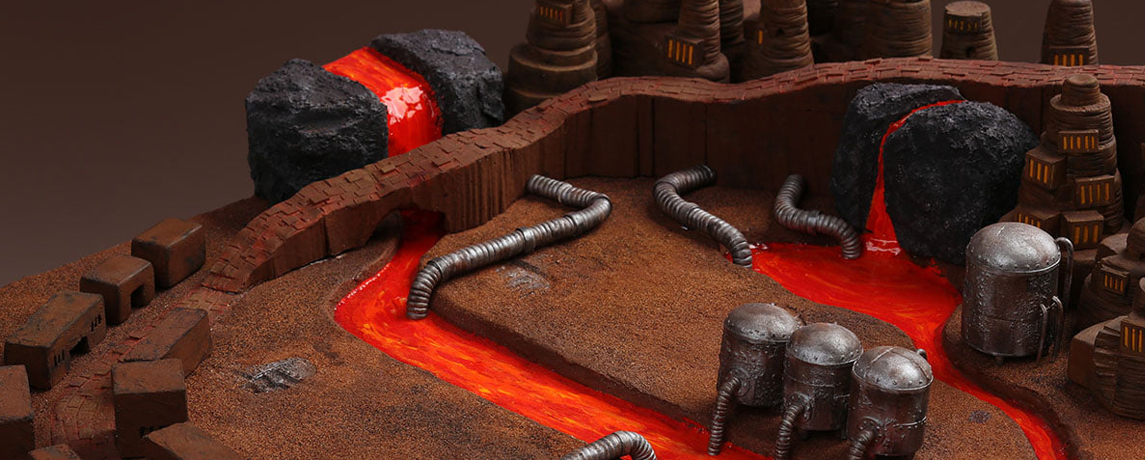 【ジオラマ制作／クレイアート】<br>テラウォーズ 火山地帯ジオラマ｜ゲーム空間美術