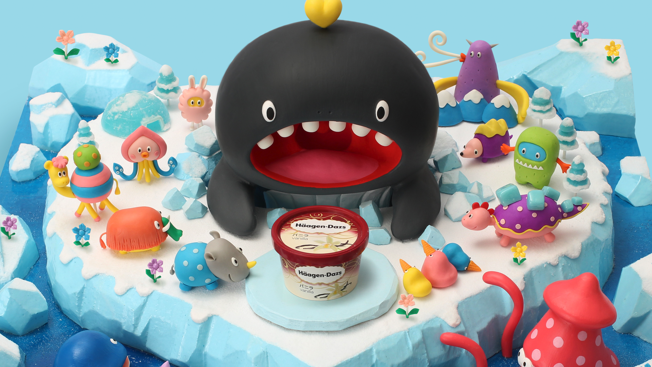 【ジオラマ制作／ジオラマ造形／クレイアート】<br>ハーゲンダッツ『ハッピーハーゲンハート』イベント用ミニチュアジオラマ｜企業展示・展示会ブース美術