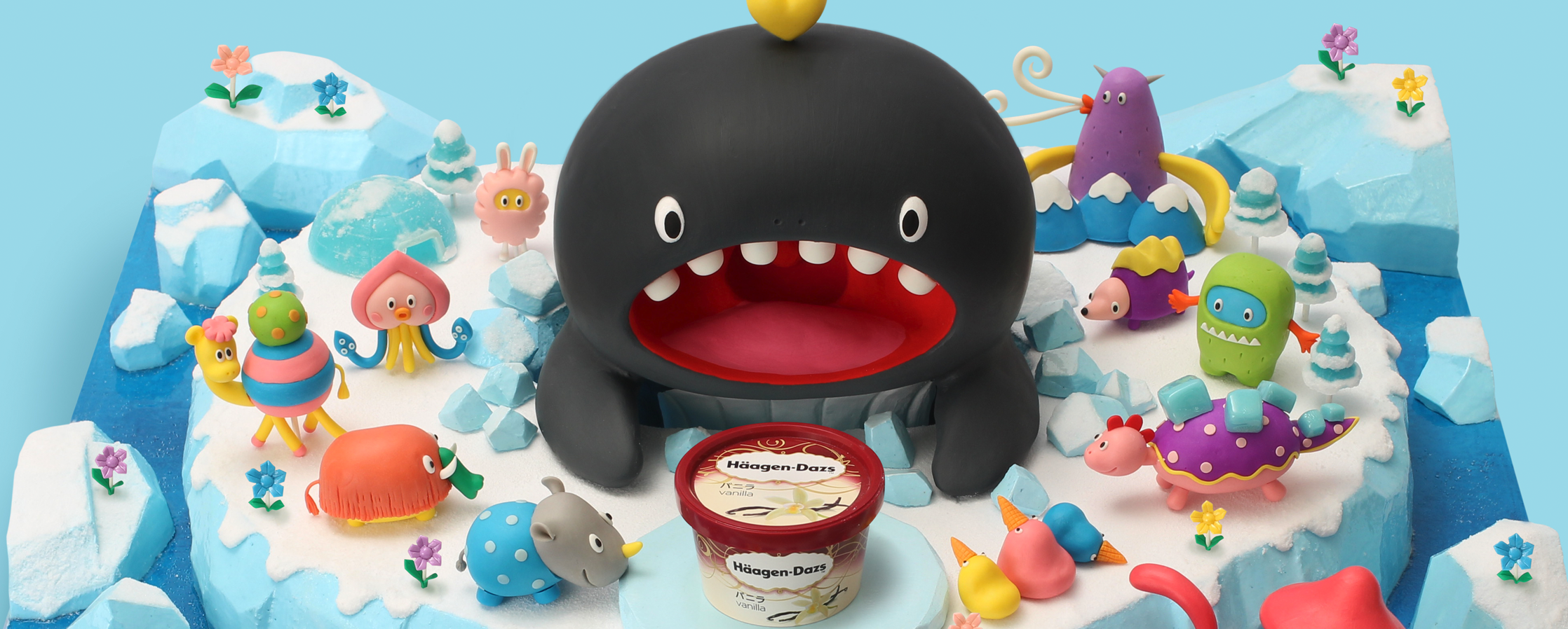 【ジオラマ制作／ジオラマ造形／クレイアート】<br>ハーゲンダッツ『ハッピーハーゲンハート』イベント用ミニチュアジオラマ｜企業展示・展示会ブース美術