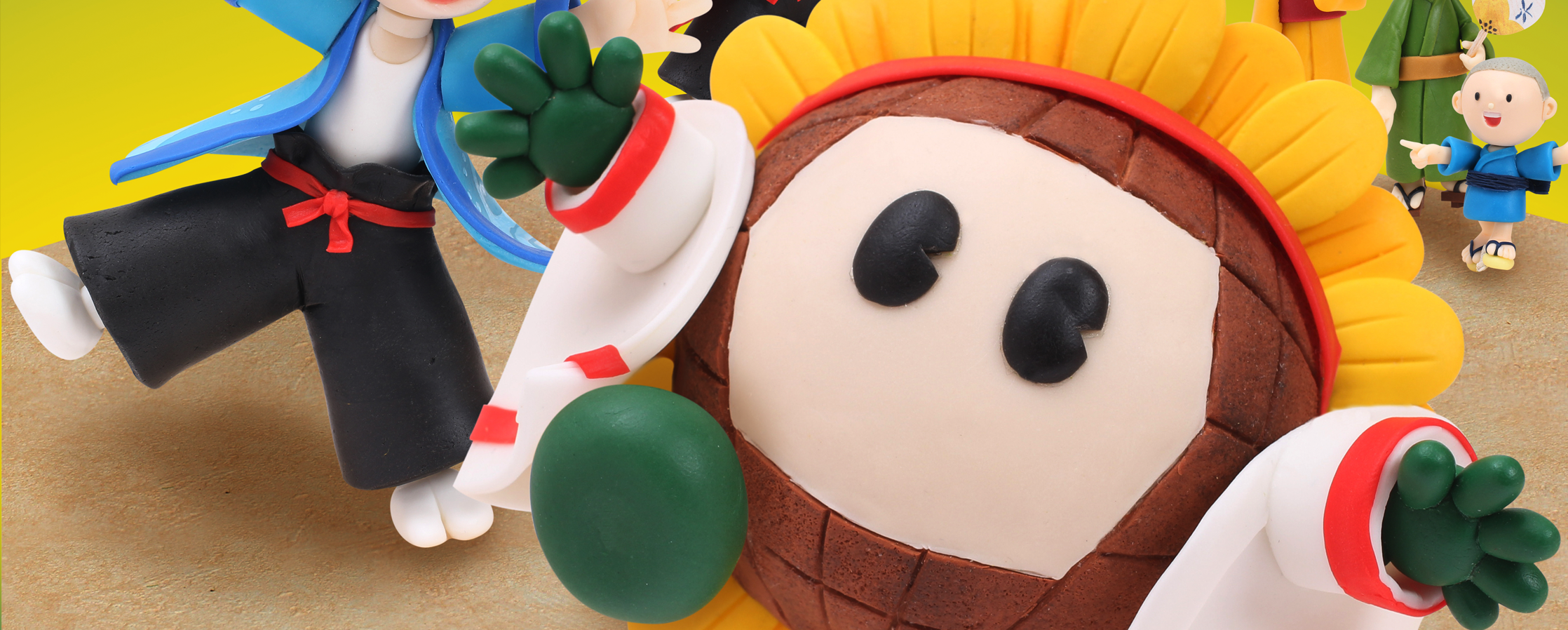 【クレイアート／粘土立体イラスト】<br>ひまわりネットワーク 新聞広告 7月号 “よさこい祭り” ビジュアル制作