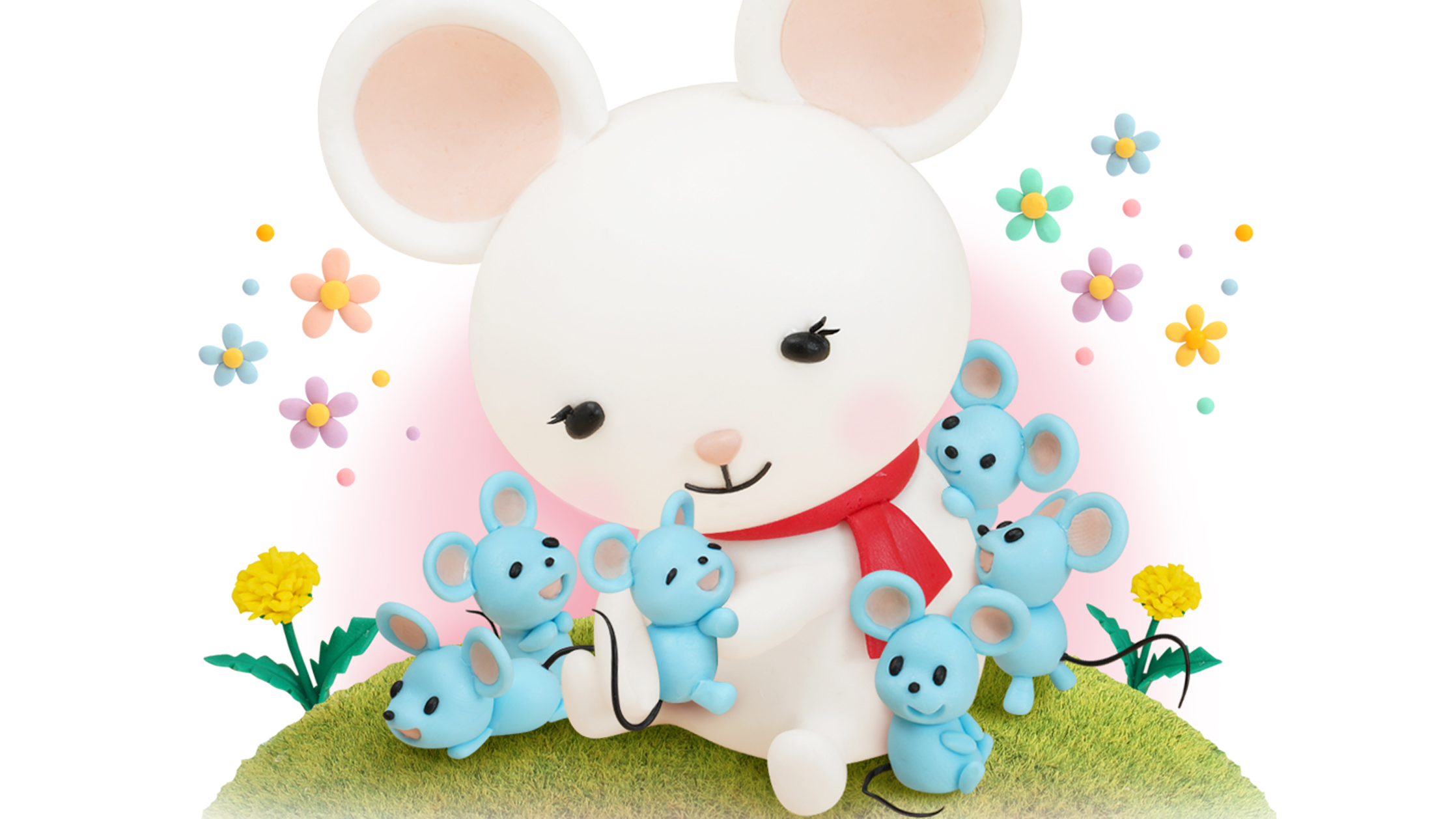 【クレイアート／粘土立体イラスト】<br>セブンイレブン 年賀状ビジュアル “子年” ファミリー向け年賀アート制作