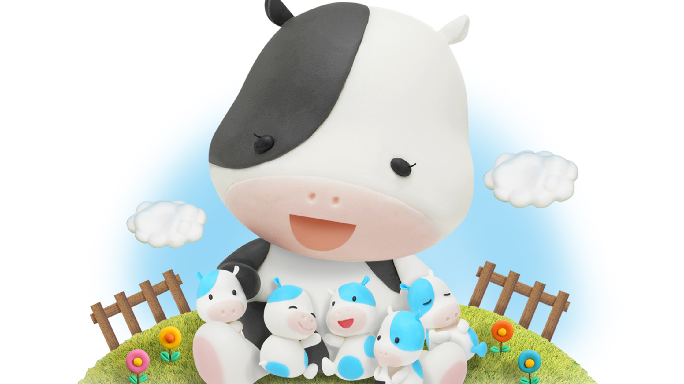 【クレイアート／粘土立体イラスト】<br>セブンイレブン 年賀状ビジュアル “丑年” ファミリー向け年賀アート制作