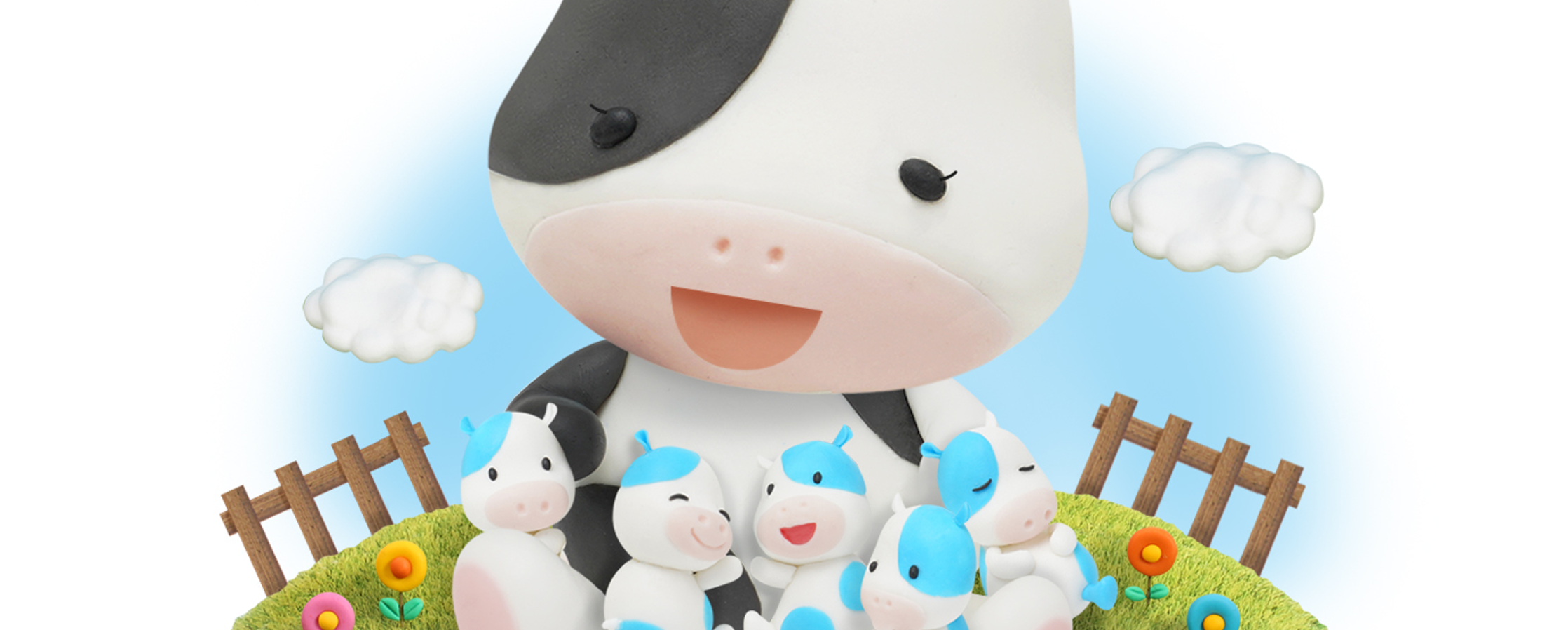 【クレイアート／粘土立体イラスト】<br>セブンイレブン 年賀状ビジュアル “丑年” ファミリー向け年賀アート制作