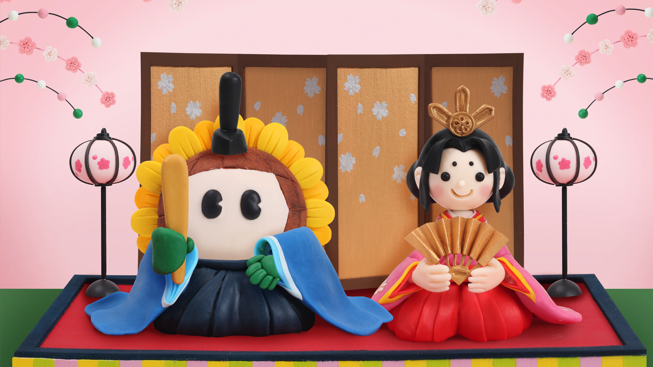 【クレイアート／粘土立体イラスト】<br>ひまわりネットワーク カレンダー 3月号 “ひな祭り” ビジュアル制作