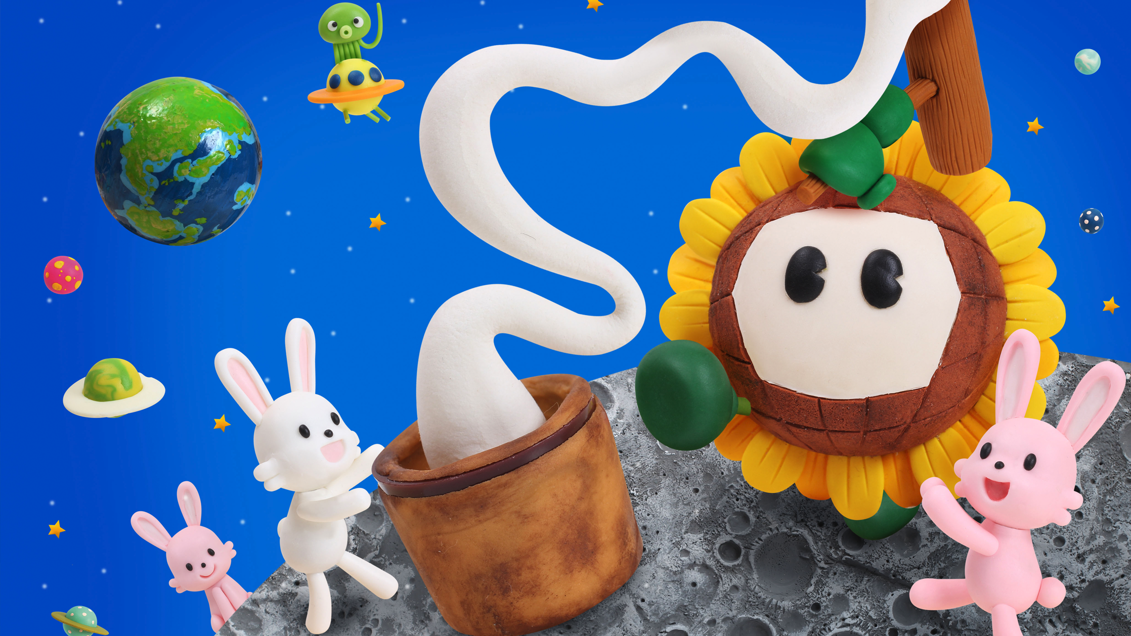 【クレイアート／粘土立体イラスト】<br>ひまわりネットワーク カレンダー 9月号 “お月見” ビジュアル制作