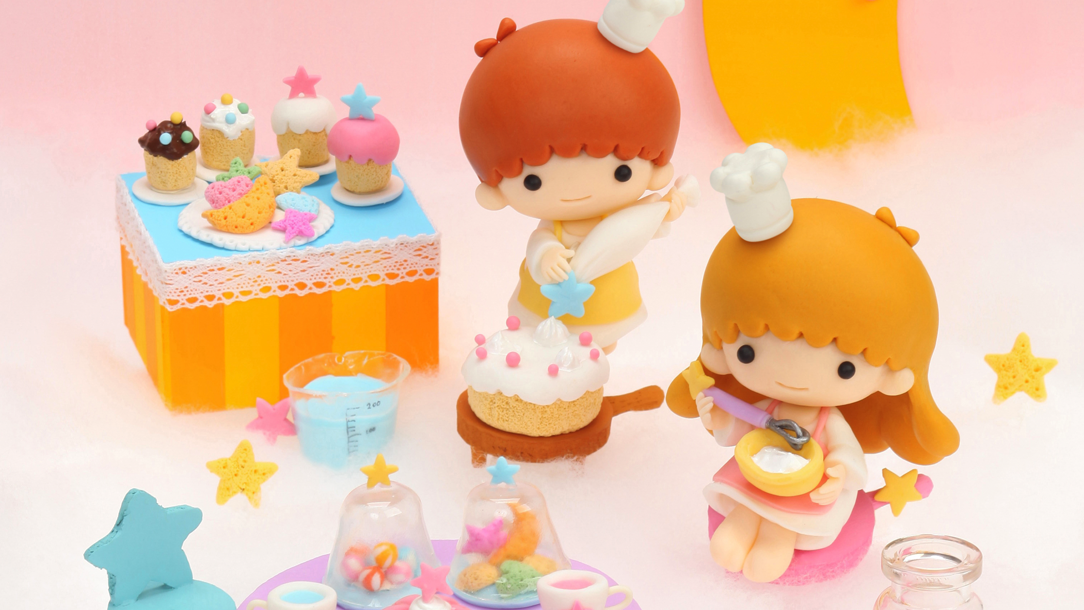 【クレイアート／粘土立体イラスト】<br>リトルツインスターズ（キキ＆ララ）ライセンスビジュアル用アート制作