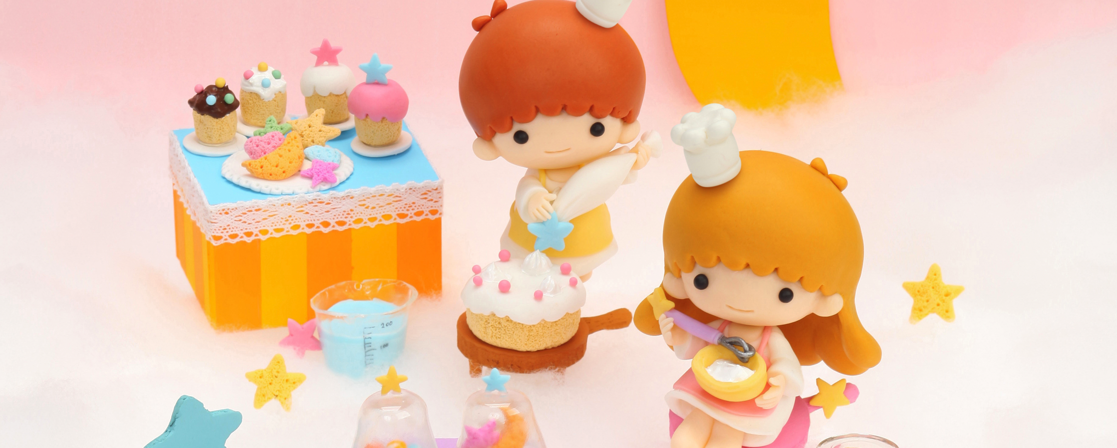 【クレイアート／粘土立体イラスト】<br>リトルツインスターズ（キキ＆ララ）ライセンスビジュアル用アート制作