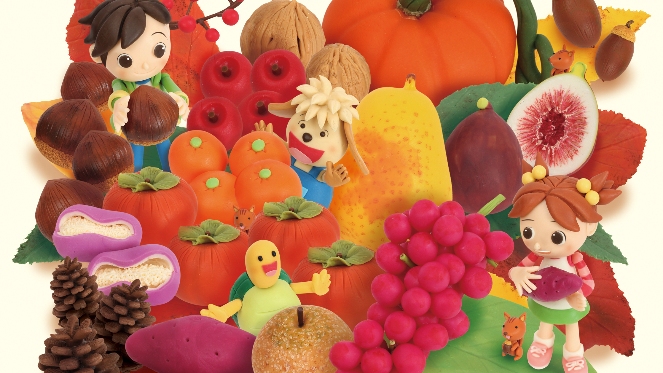 【クレイアート／粘土立体イラスト】<br>小学ポピー「1・2年生」2017年11月号 教材表紙デザイン制作