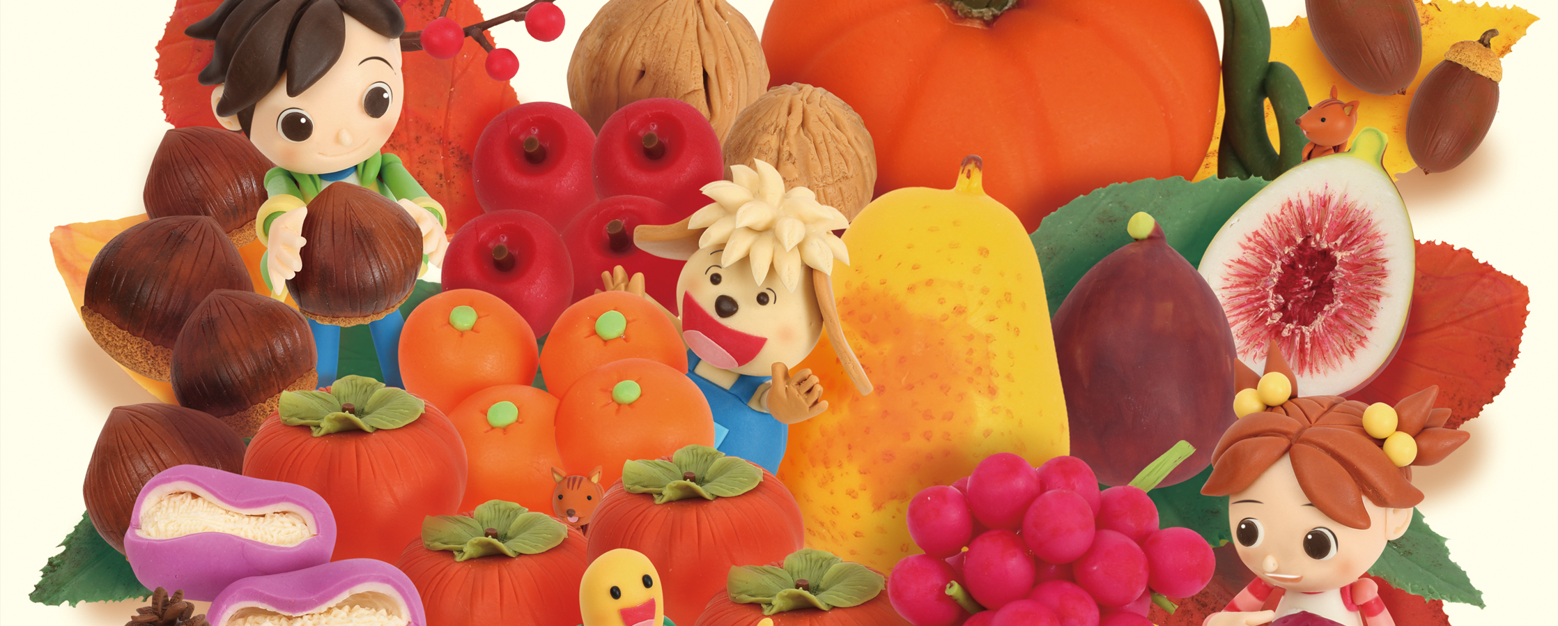 【クレイアート／粘土立体イラスト】<br>小学ポピー「1・2年生」2017年11月号 教材表紙デザイン制作