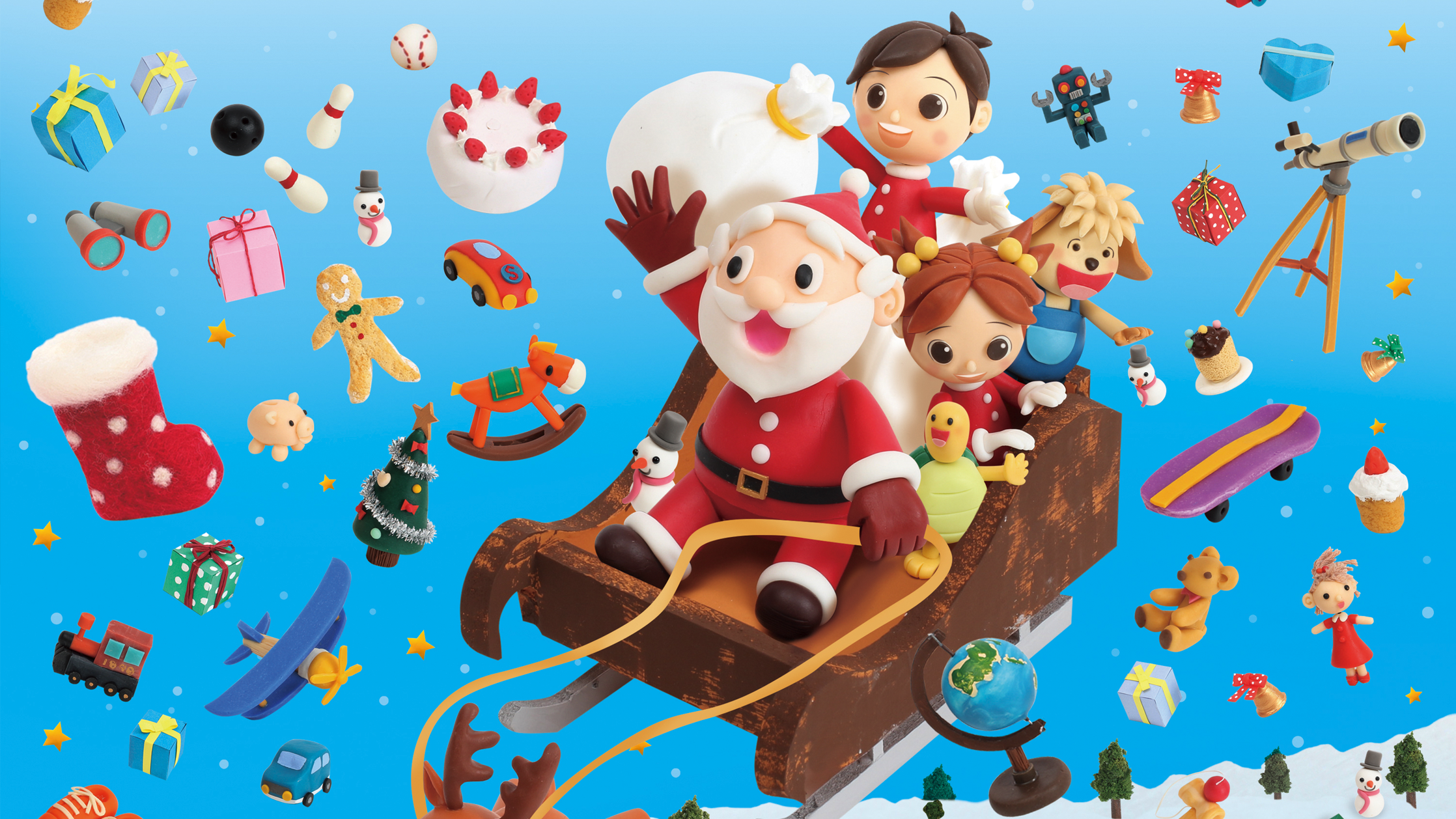 【クレイアート／粘土立体イラスト】小学ポピー「1・2年生」2017年12月号 教材表紙デザイン制作