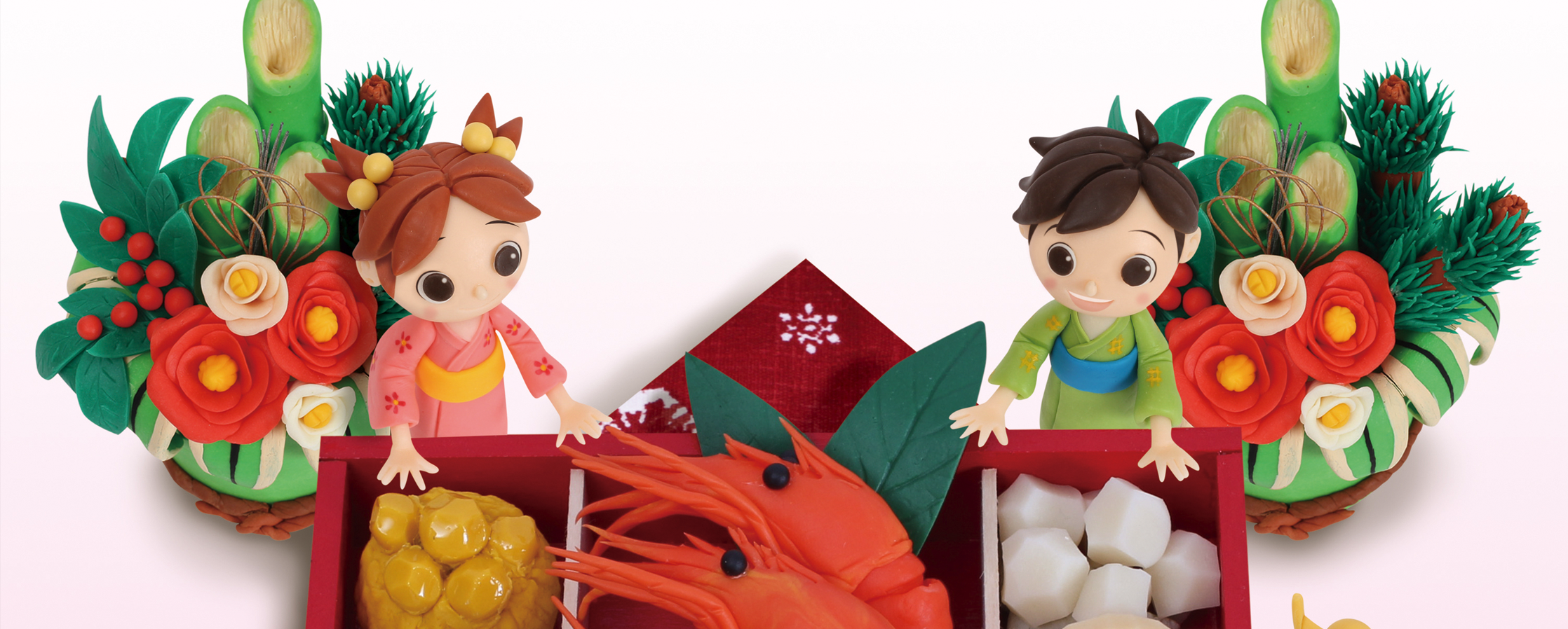 【クレイアート／粘土立体イラスト】<br>小学ポピー「1・2年生」2018年1月号 教材表紙デザイン制作