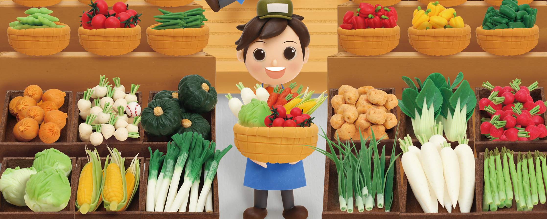 【クレイアート／粘土立体イラスト】<br>小学ポピー「1・2年生」2018年8月号 教材表紙デザイン制作