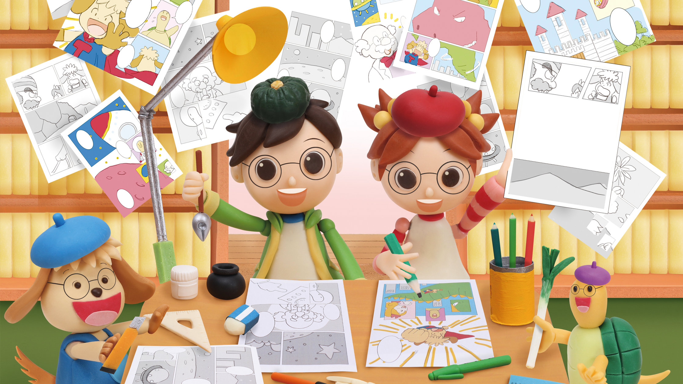 【クレイアート／粘土立体イラスト】<br>小学ポピー「1・2年生」2018年11月号 教材表紙デザイン制作