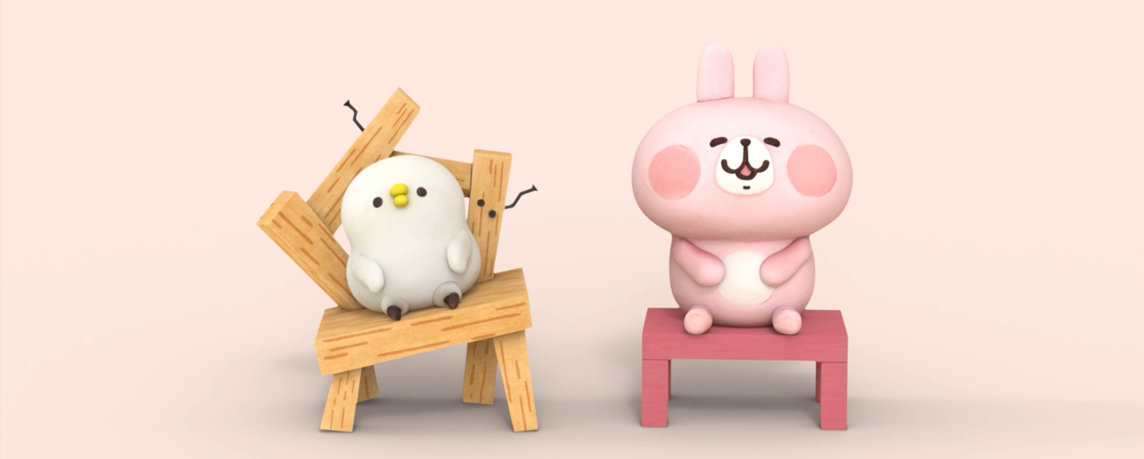 【クレイアニメーション／ストップモーション】<br>『カナヘイのゆるっと小動物〜エンジョイDAYS!』<br>ピスケ＆うさぎ クレイアニメーション「DIY」