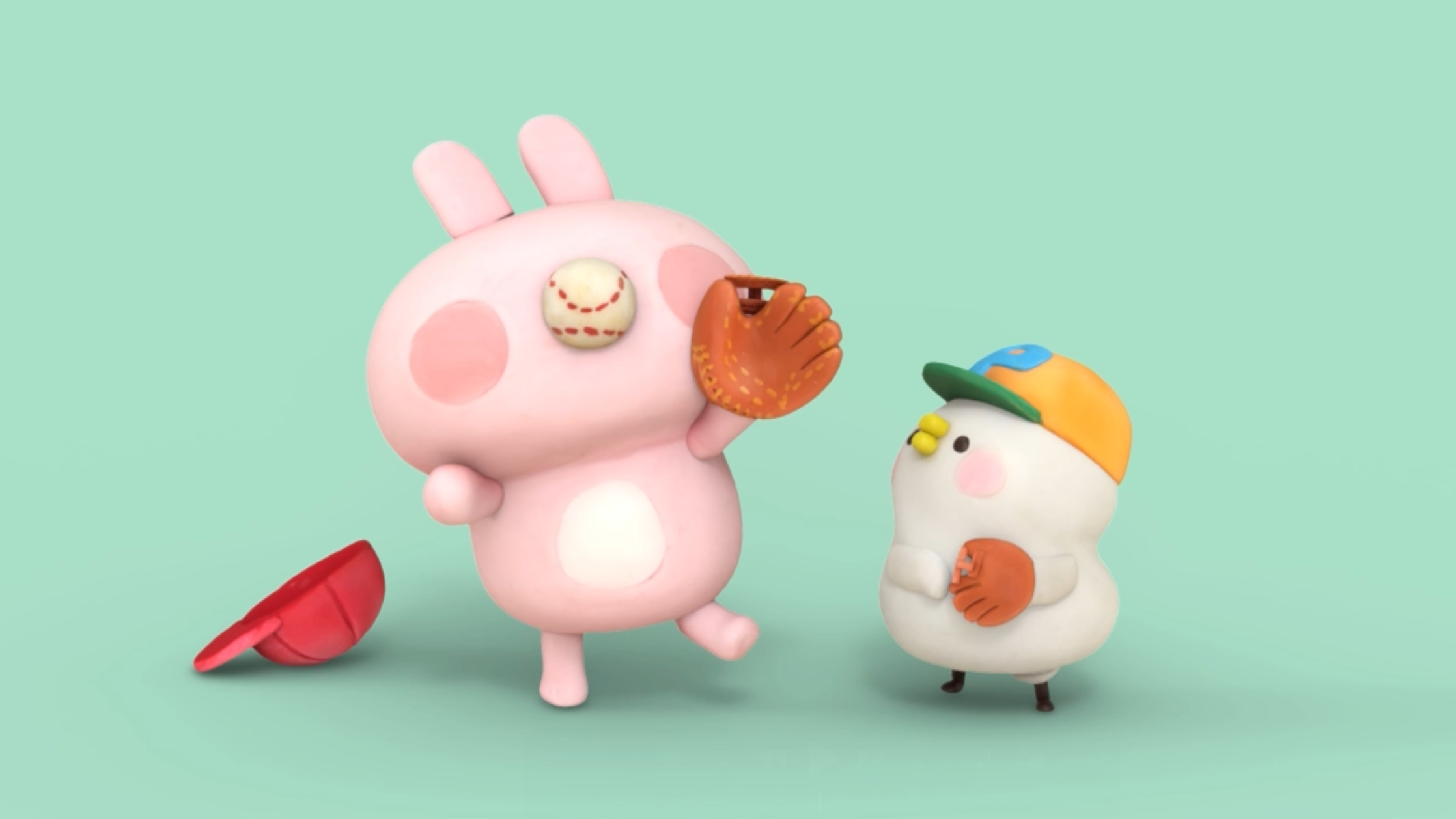 【クレイアニメーション／ストップモーション】<br>『カナヘイのゆるっと小動物〜エンジョイDAYS!』<br>ピスケ＆うさぎ クレイアニメーション<br>「コンビニバイト中のうさぎ／お疲れさまマッサージ」 