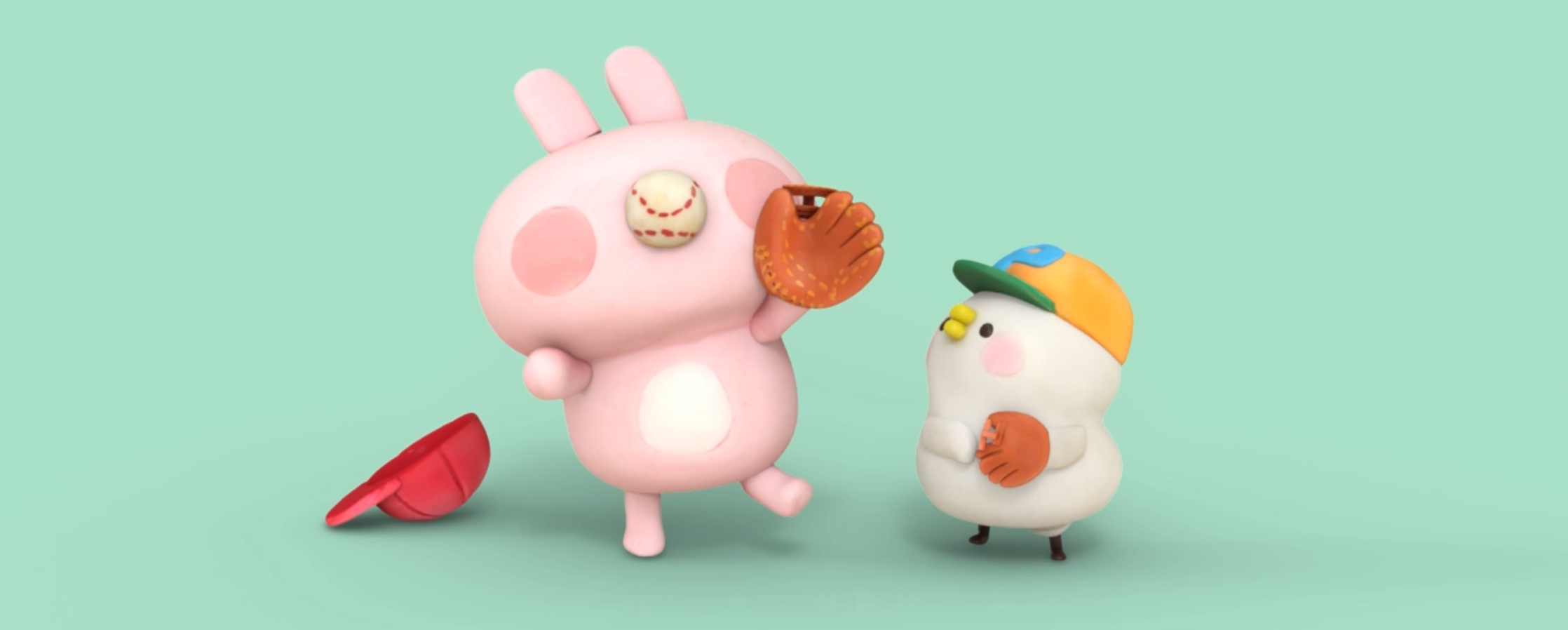 【クレイアニメーション／ストップモーション】<br>『カナヘイのゆるっと小動物〜エンジョイDAYS!』<br>ピスケ＆うさぎ クレイアニメーション<br>「コンビニバイト中のうさぎ／お疲れさまマッサージ」 