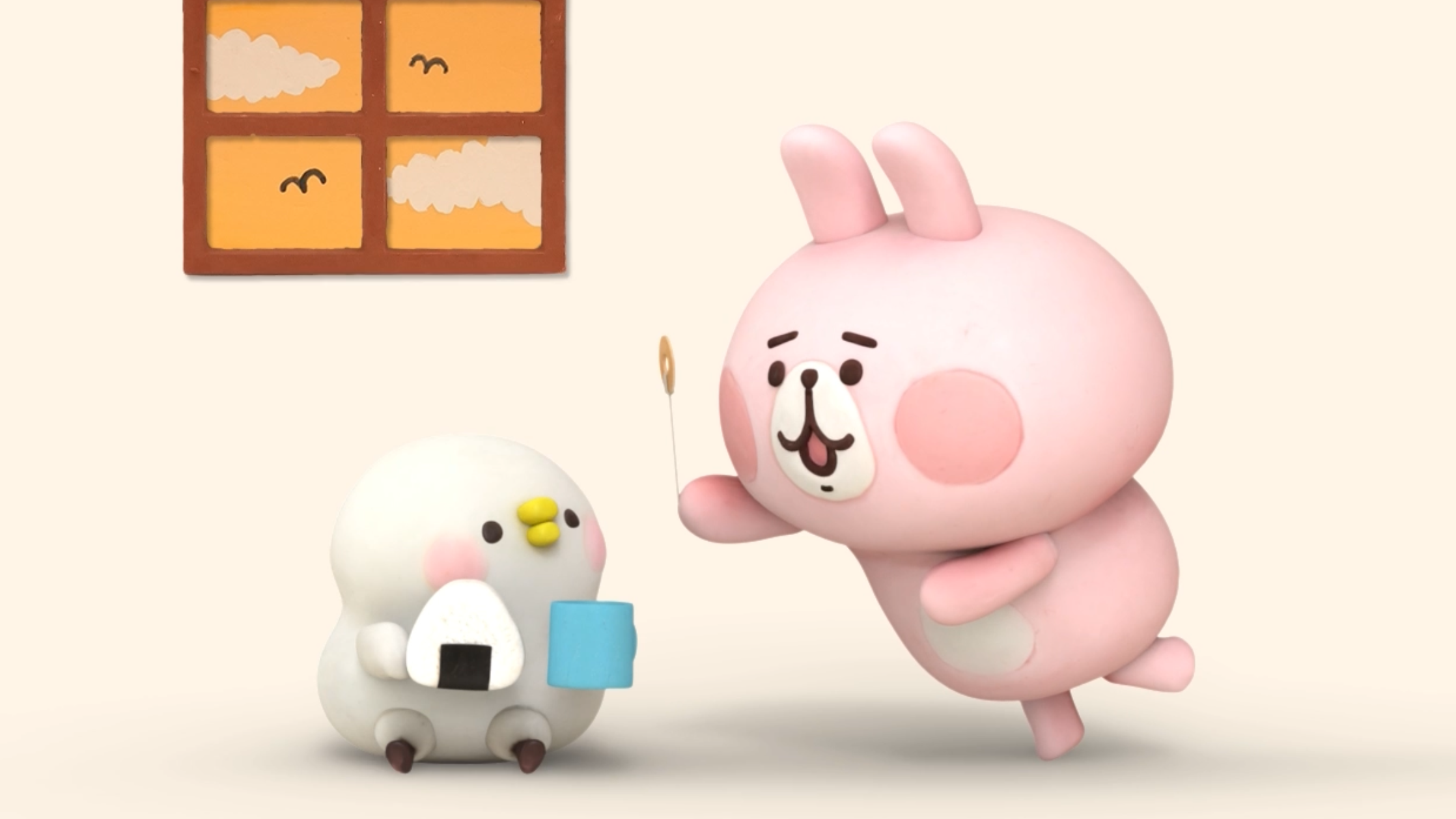 【クレイアニメーション／ストップモーション】<br>『カナヘイのゆるっと小動物〜エンジョイDAYS!』<br> ピスケ＆うさぎ クレイアニメーション「催眠術」