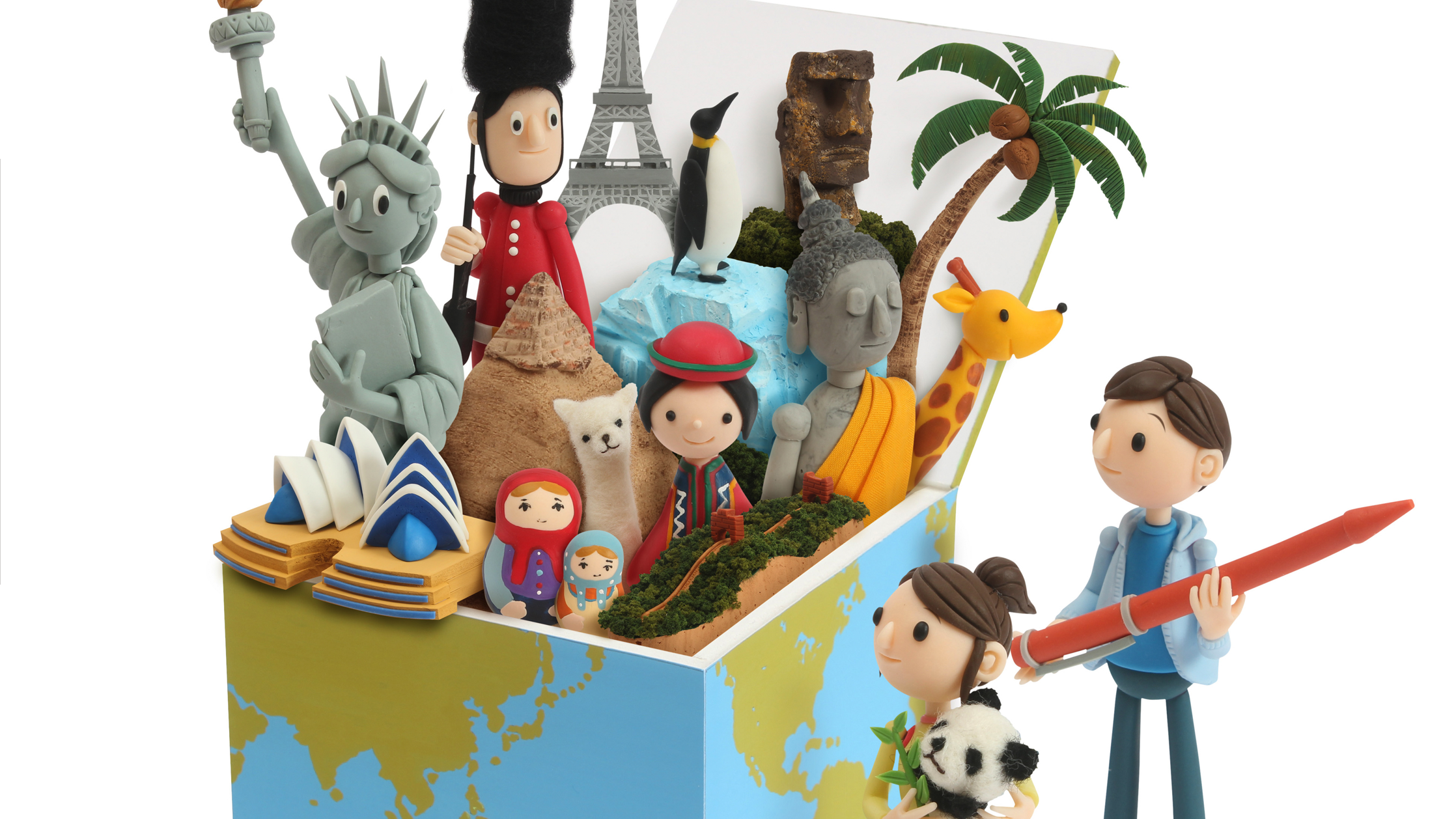 【クレイアート／粘土立体イラスト】<br>『2015 社会の自主学習 地理1』教科書参考ワーク表紙ビジュアル制作