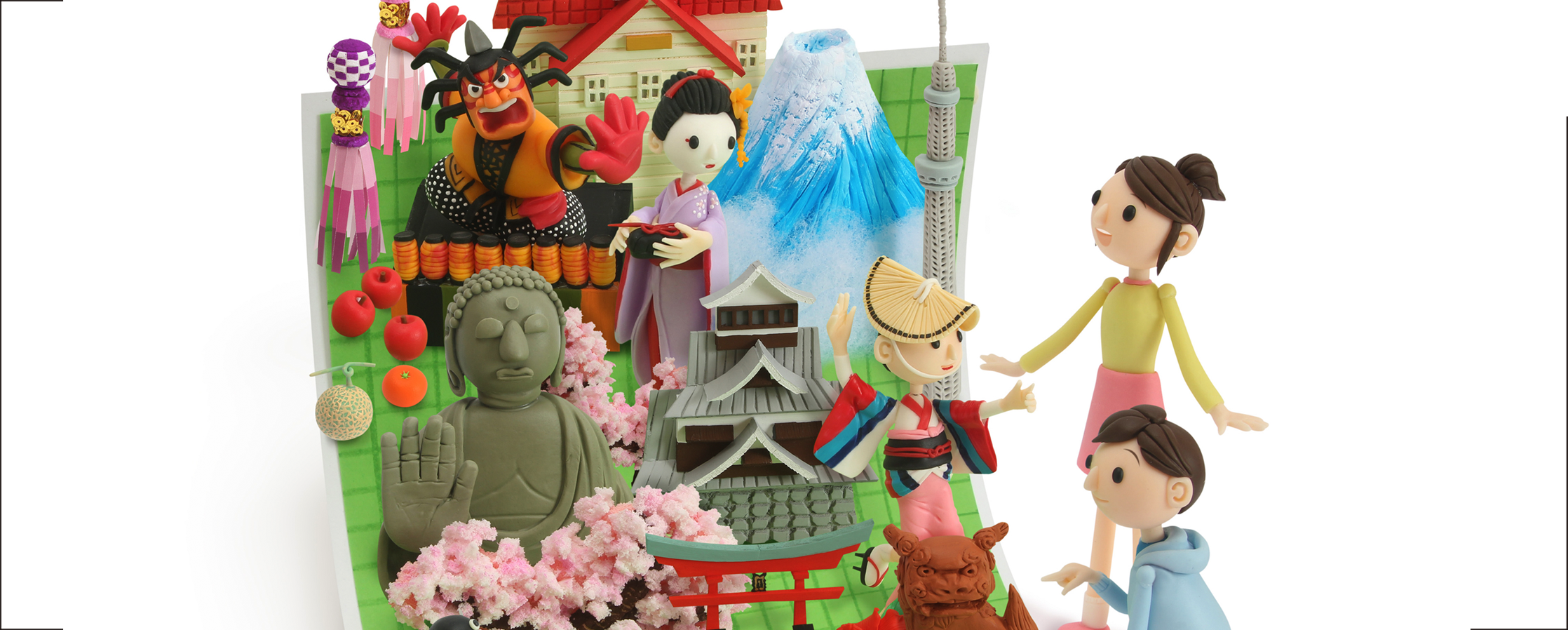 【クレイアート／粘土立体イラスト】<br>『2015 社会の自主学習 地理2』教科書参考ワーク表紙ビジュアル制作