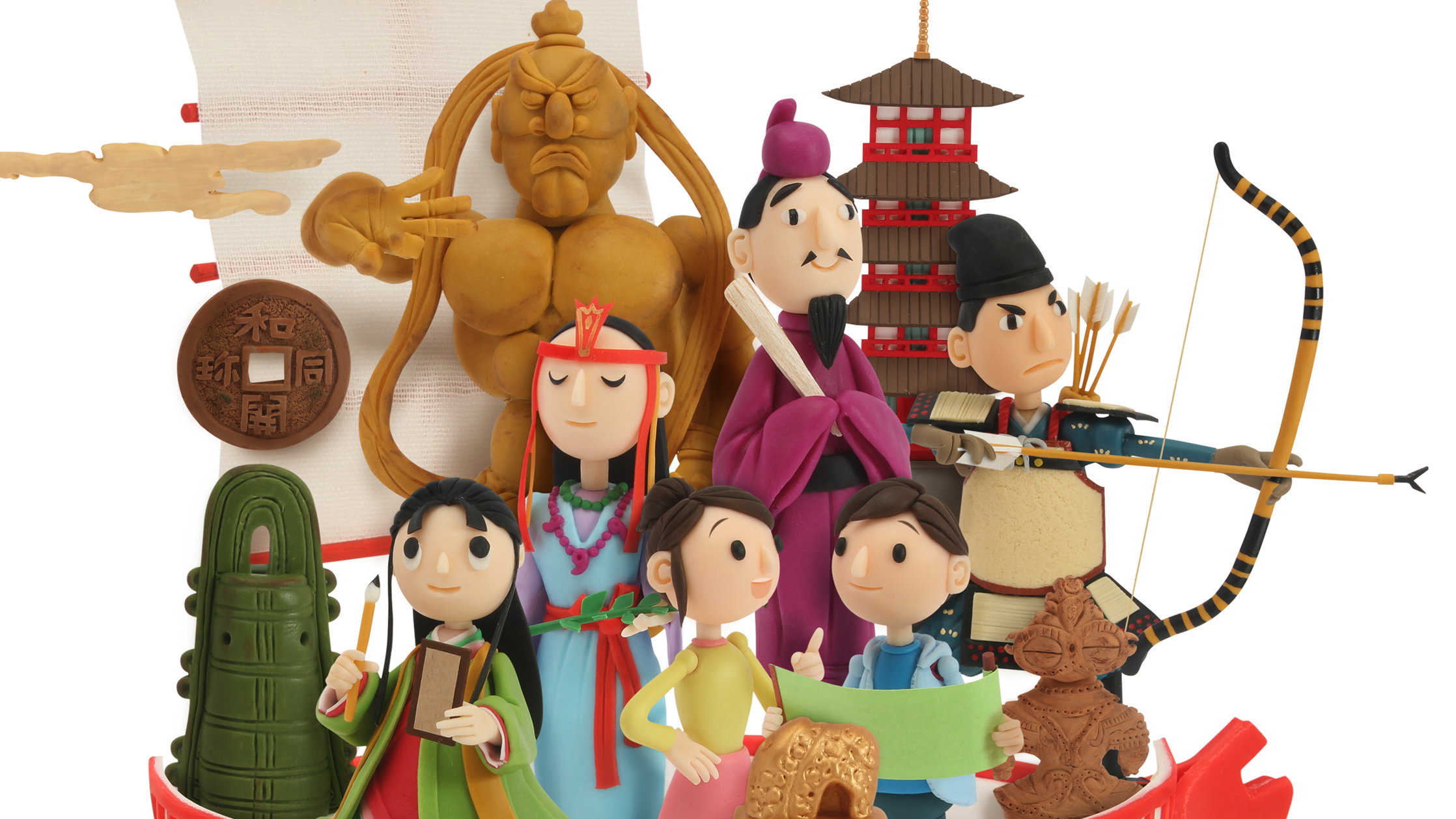 【クレイアート／粘土立体イラスト】<br>『2015 社会の自主学習 歴史1』教科書参考ワーク表紙ビジュアル制作