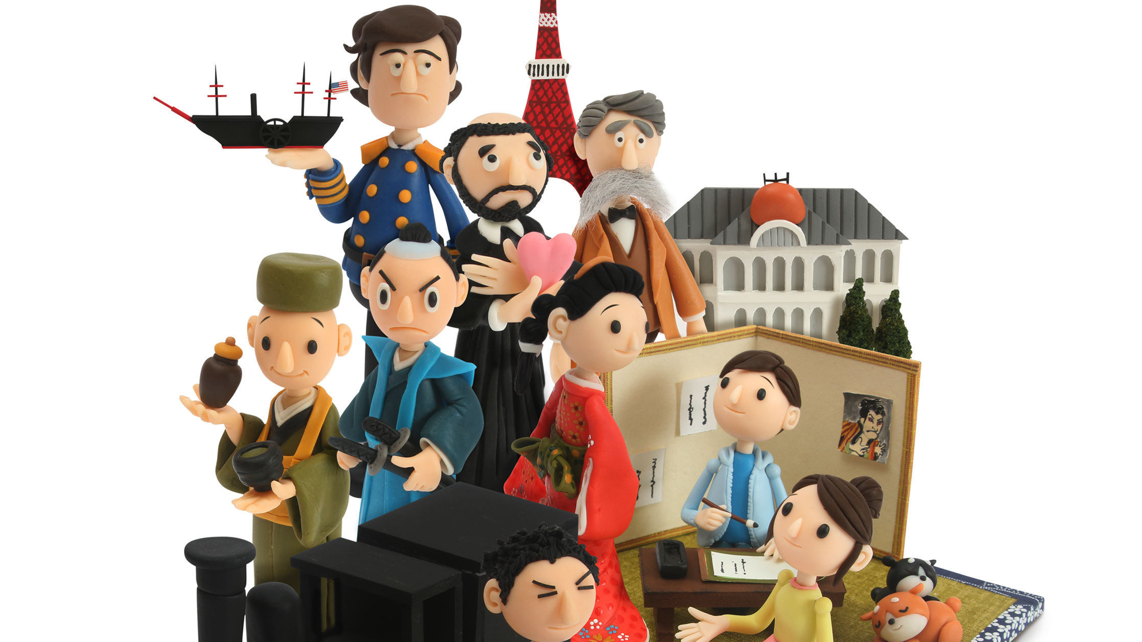 【クレイアート／粘土立体イラスト】<br>『2015 社会の自主学習 歴史2』教科書参考ワーク表紙ビジュアル制作