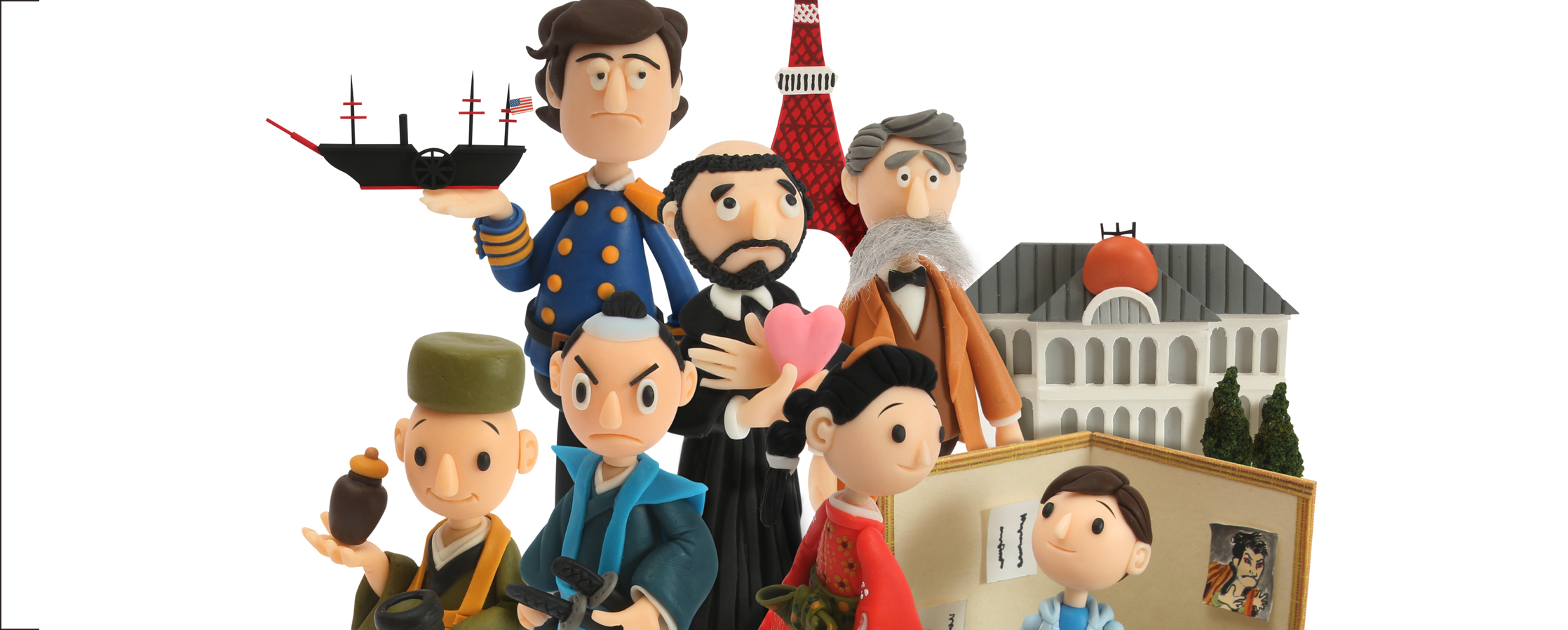 【クレイアート／粘土立体イラスト】<br>『2015 社会の自主学習 歴史2』教科書参考ワーク表紙ビジュアル制作