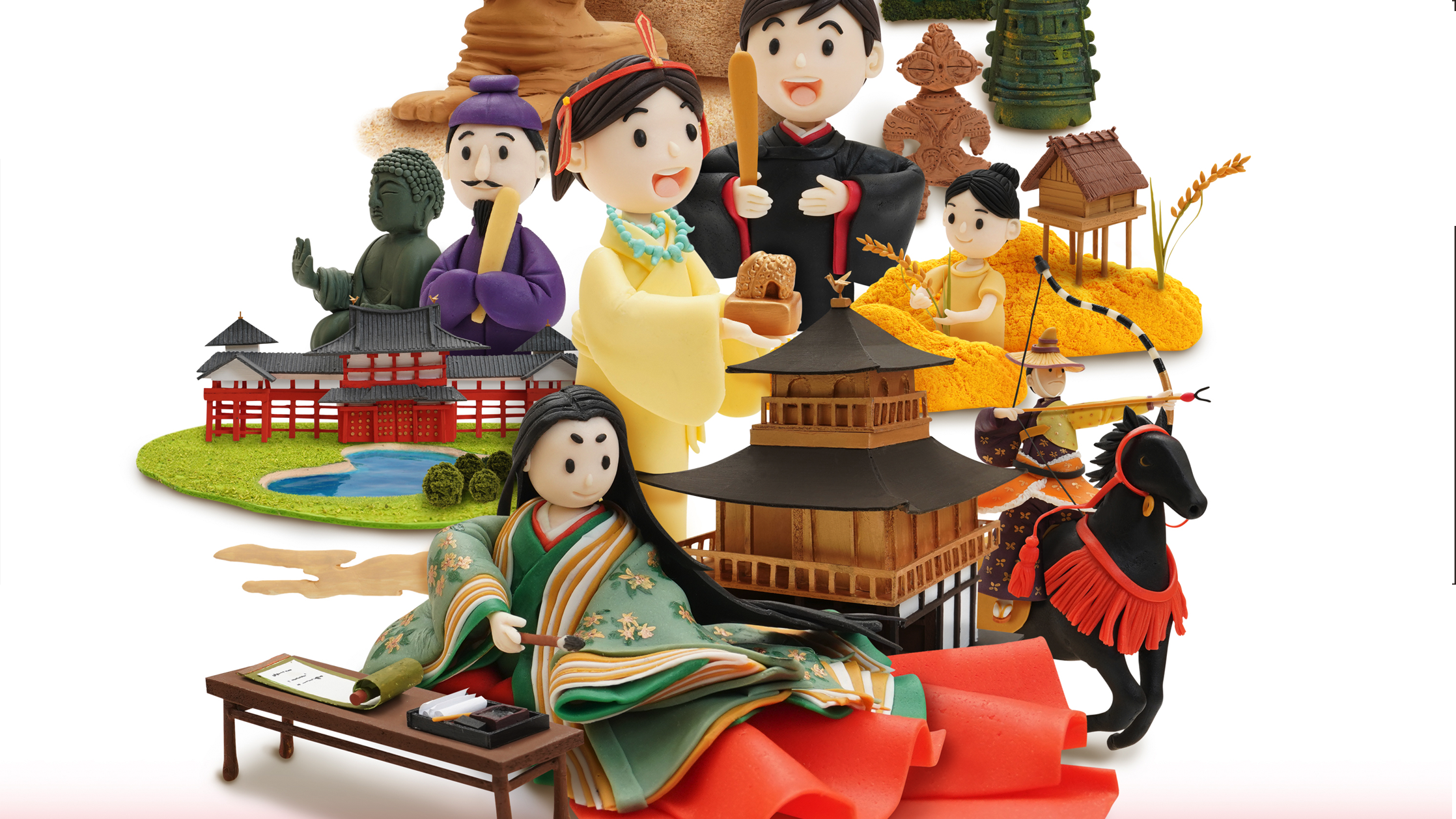 【クレイアート／粘土立体イラスト】<br>『2020 社会の自主学習 歴史1』教科書参考ワーク表紙ビジュアル制作