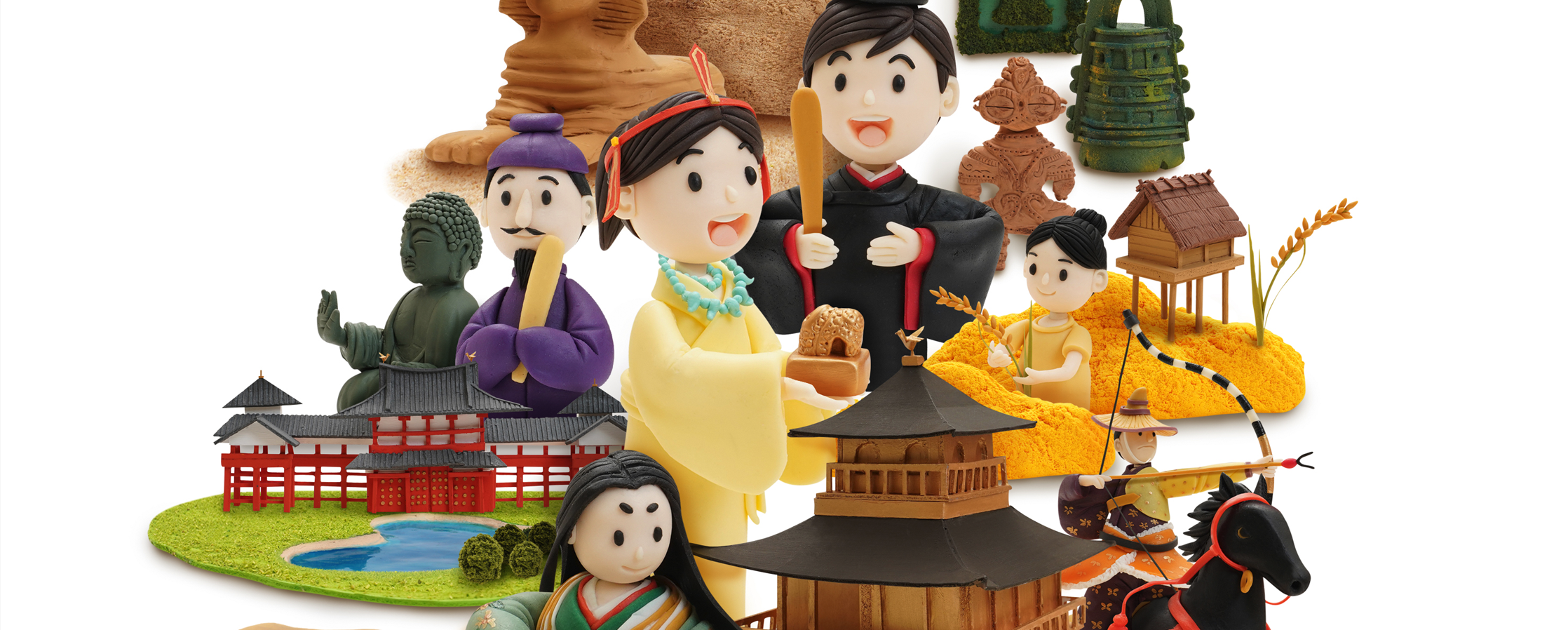 【クレイアート／粘土立体イラスト】<br>『2020 社会の自主学習 歴史1』教科書参考ワーク表紙ビジュアル制作