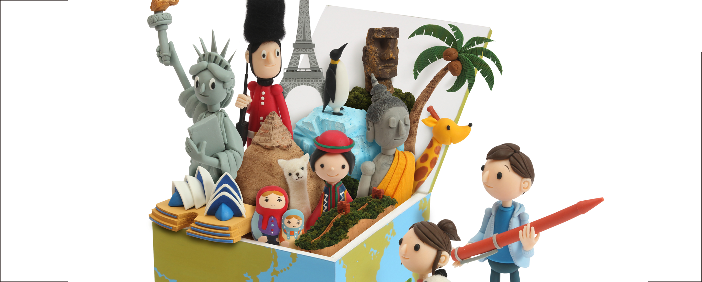 【クレイアート／粘土立体イラスト】<br>『2015 社会の自主学習 地理1』教科書参考ワーク表紙ビジュアル制作