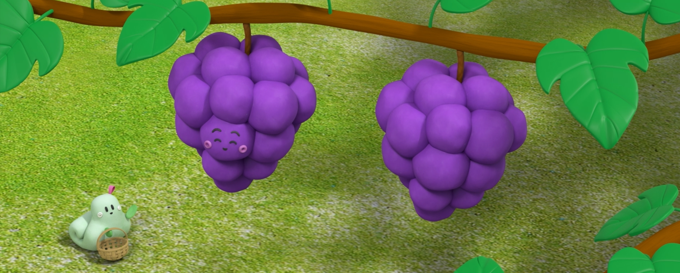 【クレイアニメーション／ストップモーション】<br>『シナぷしゅ』ぷしゅのまねっこさんぽ “くだもの”