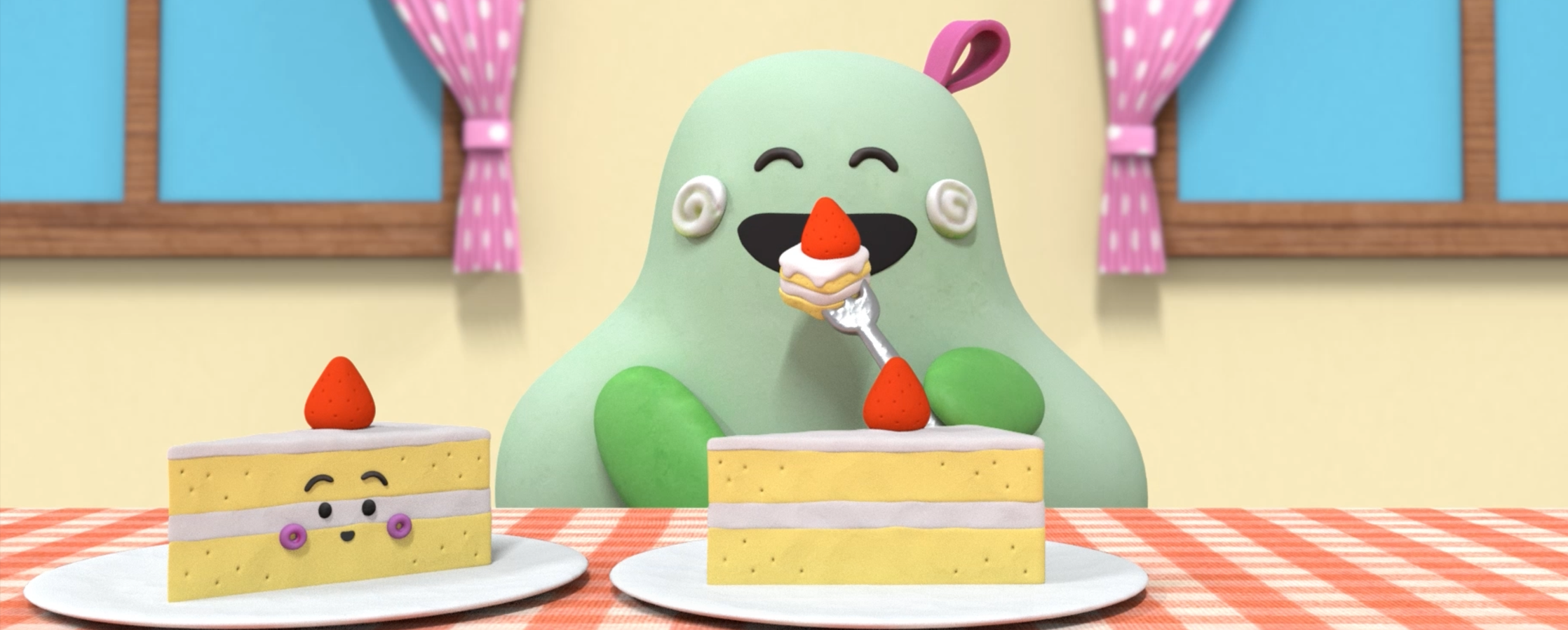 【クレイアニメーション／ストップモーション】<br>『シナぷしゅ』ぷしゅのまねっこさんぽ “台所と食べもの”