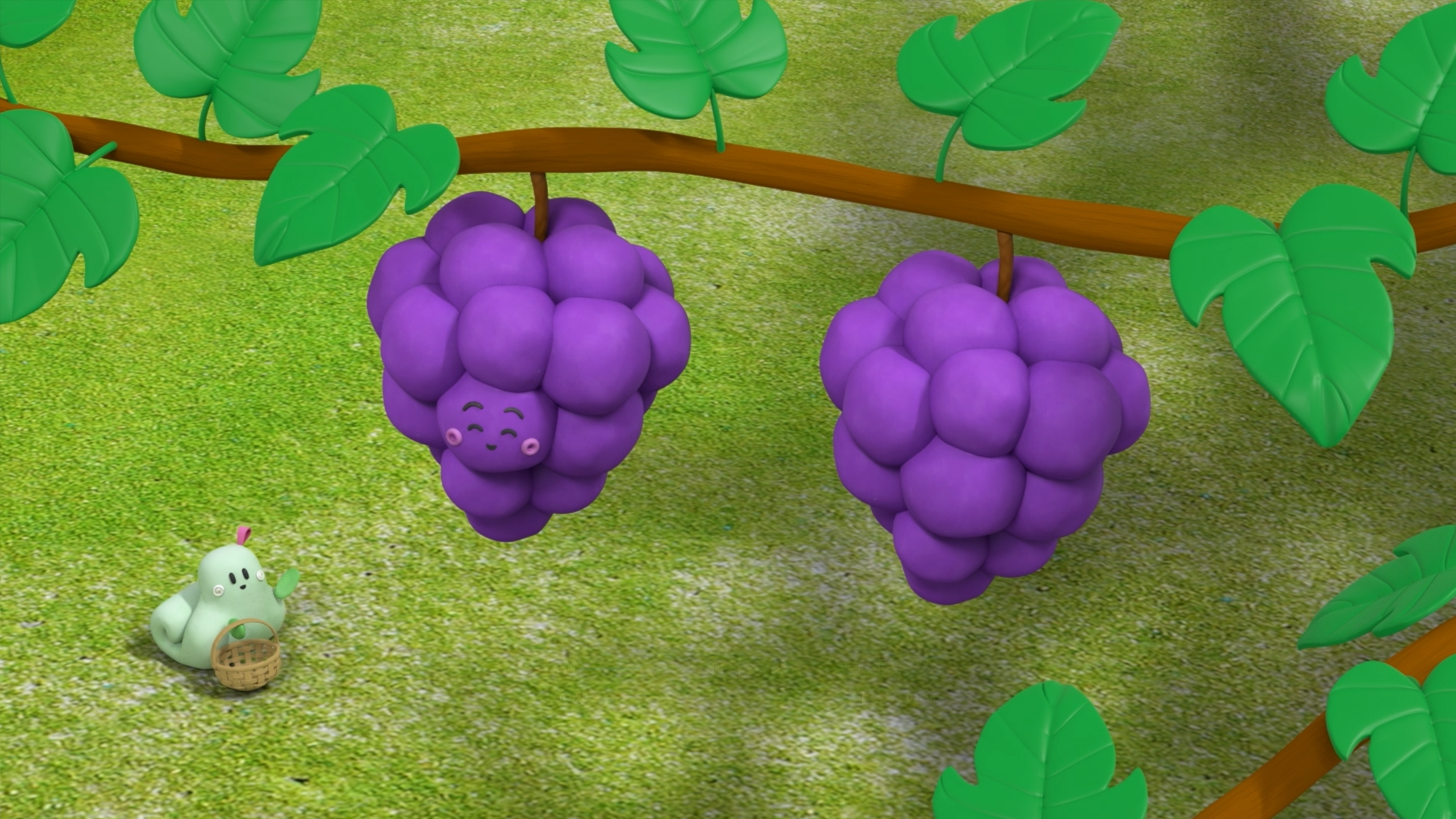 【クレイアニメーション／ストップモーション】<br>『シナぷしゅ』ぷしゅのまねっこさんぽ “くだもの”